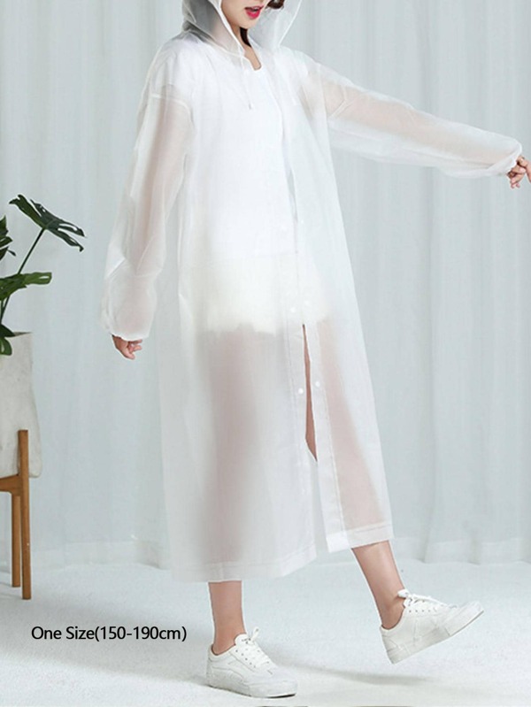 1pc PEVA Raincoat, Minimalist Clear Hooded Raincoat For Home