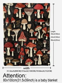 1pc Mushroom Pattern Blanket, Modern Knitted Fabric Blanket For Home - Multicolor - View 3