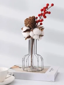 1 Bình hoa kim loại có ống trong suốt, bình không vỡ, trang trí nhà sáng tạo cho tiệc cưới, lễ hội, đồ trang trí Giáng sinh, quà tặng Giáng sinh, trang trí nhà cửa, trang trí Halloween, đồ trang trí Giáng sinh, trang trí nhà bếp - Bạc - Xem 9