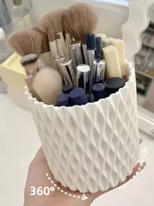 1PC 360-Degree Rotating Ringer Pen Holder, Household Plastic Storage Bucket, Large Capacity Makeup Brush Bucket, Eyebrow Pencil Eyeshadow Brush Dustproof Pen Holder,Back To School Supplie,For Holiday Beach, Bathroom Collection, Bedroom Collection, Large Capacity