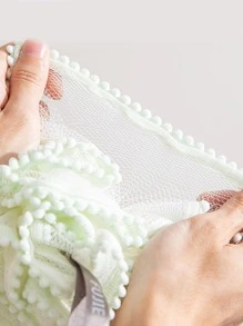 1入組滌綸發泡沐浴素色絨球裝飾浴花 - 白色 - 查看 5