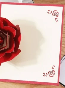 立體玫瑰花賀卡婚禮喜帖 - 紅色 - 查看 4