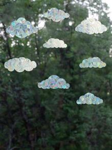 Set de 8 pegatinas de privacidad para ventanas con estampado de nubes, pegatinas de PVC modernas para privacidad de ventanas para el hogar, pegatinas, vinilos decorativos para decoración del hogar, artículos de decoración de primavera para refrescar tu hogar, pegatinas de decoración de festivales, regalos de cumpleaños y graduación - Multicolor - Ver 3