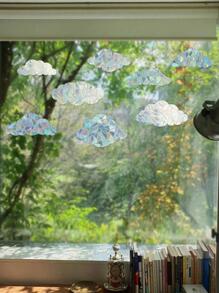 Set de 8 pegatinas de privacidad para ventanas con estampado de nubes, pegatinas de PVC modernas para privacidad de ventanas para el hogar, pegatinas, vinilos decorativos para decoración del hogar, artículos de decoración de primavera para refrescar tu hogar, pegatinas de decoración de festivales, regalos de cumpleaños y graduación - Multicolor - Ver 2