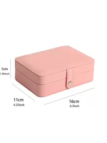 1 个 16*11*5 厘米皮革多功能双层珠宝收纳盒，适合返校礼物 - 粉色 - 查看 3