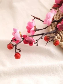 1pc Artificial Potted Flower, Plastic Small Faux Potted Peach Blossom For Home Decor, Fake Plants, Fall Decor, Room, Desk, Garden Decor, Room Decoration Stuff, Valentine Day, Gifts Birthday Graduation Back To School School Supplies - Hot Pink - View 3