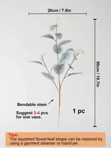1 件人造桉树茎人造花银元桉树叶植物桉树枝绿植用于鲜花婚礼花束花瓶家庭办公室装饰插花、情人节、礼物生日毕业家居装饰返校房间装饰学校用品 - 淺藍色 - 查看 2