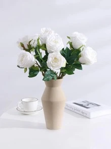 1 Nhân Tạo Hoa Đơn Giản Màu Trắng Hoa Hồng Giả Trang Trí Nhà Cửa, Đám Cưới, Tiệc, Ngày Lễ - trắng - Xem 1