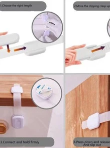 1pc Plastic Child Lock, Random Color (Standard Size/2pcs Pack/5pcs Pack/8pcs Pack/10pcs Pack, Style A) - White - View 3