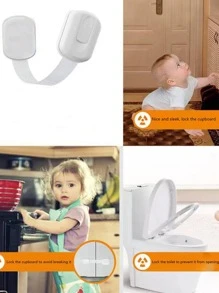 1pc Plastic Child Lock, Random Color (Standard Size/2pcs Pack/5pcs Pack/8pcs Pack/10pcs Pack, Style A) - White - View 4