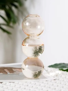 1pc Glass Flower Vase, Modern Geometric Design Vase For Home - Gold - View 4