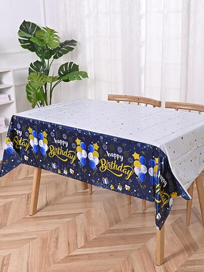 1pc PET Disposable Table Cover, Balloon Print Disposable Tablecloth For Birthday Party,Christmas