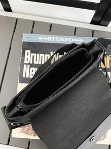 Men's Business Style Minimalist Letter Print Crossbody Bag With Flap Leather Business Casual Shoulder Bag Side Bag Sling Bag For Travel Vacation School Holiday Sport Waterproof Lightweight Dorm University Sling Bag Side Bag Tote Bag Retro Bag Black Bag Holiday Essentials Bag Camping Sling Bag Back To School Vintage Bags Gift Bag Pack Spring Sling Bag Mini Bag Small Bag Side Bags For Men Small Bag For Men Body Bag For Men Pouch Waterproof Backpack Valentine'S Day - Black - View 7