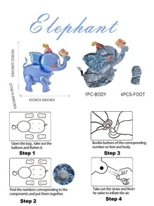 MECRLA 1 pieza Globo hinchable 3D ensamblado de animal - Unicornio, Elefante, Salchicha, Jirafa, Tigre, León o Tortuga - Decoración para fiesta de cumpleaños y al aire libre, Navidad