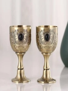 1pc Zinc Alloy Cup, Creative Geometric Detail Water Cup For Wedding - Multicolor - View 3