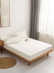 3入組固色床單套裝（1件床墊套和2件枕套），極簡風格床單套裝，適用於家居使用 - 白色 - 查看 3