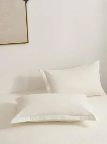 3入組固色床單套裝（1件床墊套和2件枕套），極簡風格床單套裝，適用於家居使用 - 白色 - 查看 5