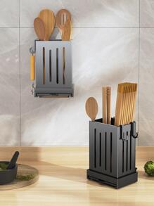 1入組PP儲物架現代壁掛式廚房筷子儲物架 - 灰色 - 查看 5