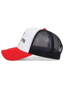 1 男女通用字母印花棒球網帽戶外可調式休閒帽春夏 - 紅白色 - 查看 3