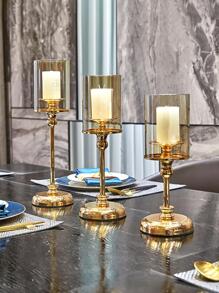 1入組玻璃造型燭台家居裝飾用極簡主義鐵藝燭台