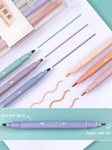 6支混合顏色記號筆簡單多用途雙頭永久記號筆學校、繪圖、書寫 - 橘色 - 查看 3