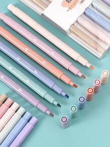 6支混合顏色記號筆簡單多用途雙頭永久記號筆學校、繪圖、書寫 - 橘色 - 查看 2