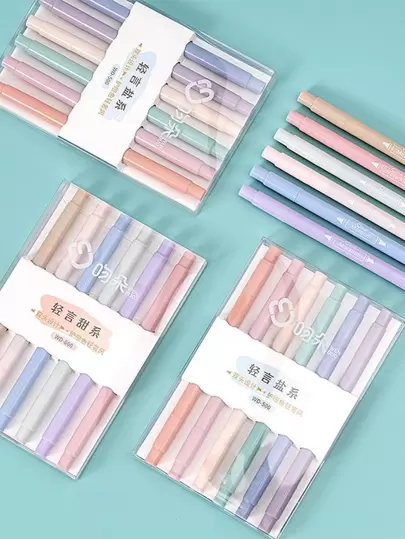 6支混合顏色記號筆簡單多用途雙頭永久記號筆學校、繪圖、書寫