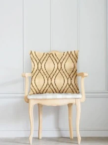 1入組幾何印花靠墊套無填充物現代梭織裝飾傢居抱枕套 - 金色 - 查看 5