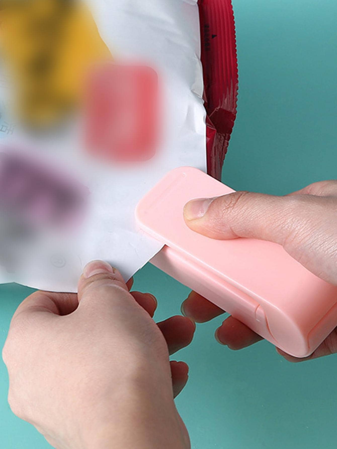 1 pieza Clip de sello de alimento de plástico sello minimalista portátil para casa - Rosa - Ver 1