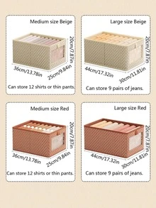 1pc Non-woven Fabric Drawer Storage Box, Modern Geometric Pattern Multi-grid Underwear Storage Box For Home - Burgundy - View 7