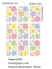 9 szt./zestaw folii dekoracyjnej z kwiatowym wzorem, kolorowa naklejka elektrostatyczna na okno z motywem kwiatowym do dekoracji domu, naklejki, naklejka ścienna, naklejka winylowa do dekoracji domu, wiosenne dekoracje odświeżające dom, naklejki dekoracyjne Rama, prezenty urodzinowe, dekoracja szkoły na ukończenie szkoły, szkolna niespodzianka, dekoracja pokoju w akademiku, dekoracja na powrót do szkoły, artykuły szkolne - Wielokolorowe - Zobacz 4