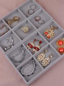 1個中密度纖維板珠寶盤,極簡平面多格珠寶盤,適用於家居,情人節禮物 - 灰色 - 查看 1