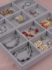 1個中密度纖維板珠寶盤,極簡平面多格珠寶盤,適用於家居,情人節禮物 - 灰色 - 查看 2