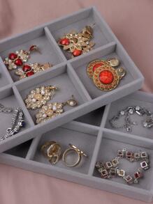 1個中密度纖維板珠寶盤,極簡平面多格珠寶盤,適用於家居,情人節禮物 - 灰色 - 查看 4