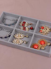 1個中密度纖維板珠寶盤,極簡平面多格珠寶盤,適用於家居,情人節禮物 - 灰色 - 查看 3