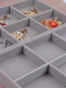 1個中密度纖維板珠寶盤,極簡平面多格珠寶盤,適用於家居,情人節禮物 - 灰色 - 查看 6