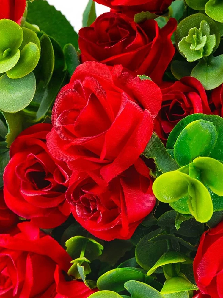 1PC Artificial Roses Flowers Silk EUCALYPTUS Bouquet Valentine'S Day Wedding Decoration DIY Wreath Material, Bride Holding Wrist Flower Decoration Accessories, Wedding Car Decoration, Lintel Arch Decoration, Home, Dining Room, Bedroom, Vase Decoration, Birthday Party Decoration Materials, Valentine'S Day And New Year