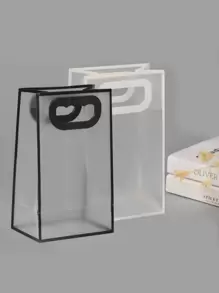 1 件透明礼品袋，简约镂空手柄设计 PVC 礼品包装袋，适合派对