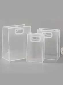 1 件透明礼品袋，简约镂空手柄设计 PVC 礼品包装袋，适合派对