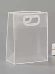 1 件透明礼品袋，简约镂空手柄设计 PVC 礼品包装袋，适合派对