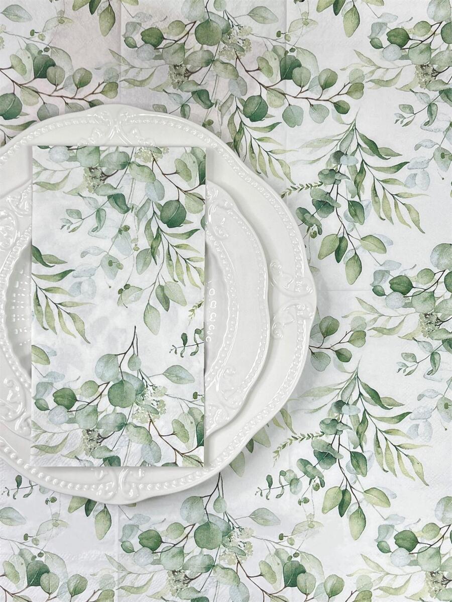 20pcs Leaf Pattern Disposable Napkin