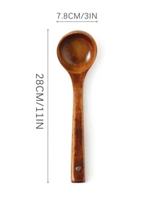 1个简约实用多用途木制烹饪勺 - 棕色 - 查看 4