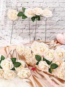 25 Piezas Rosas Artificiales Rojas con Tallos, Ramo de Boda de Flores Falsas Rosas Rojas de Tacto Real, Flores Artificiales de Espuma para Novia, DIY Ramo, Decoración de Hogar y Fiesta, Regalo para el Día de la Madre, Día de San Valentín