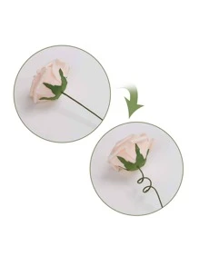 25 Piezas Rosas Artificiales Rojas con Tallos, Ramo de Boda de Flores Falsas Rosas Rojas de Tacto Real, Flores Artificiales de Espuma para Novia, DIY Ramo, Decoración de Hogar y Fiesta, Regalo para el Día de la Madre, Día de San Valentín