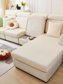 1 pieza unicolor elástico sofá Cojín del asiento moderno poliéster Funda de cojín de sofá para casa - Beis - Ver 5