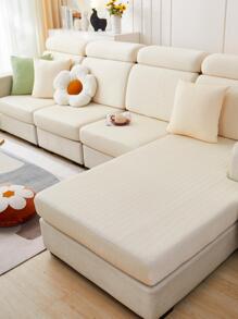 1 pieza unicolor elástico sofá Cojín del asiento moderno poliéster Funda de cojín de sofá para casa - Beis - Ver 4