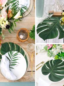 5pcs/set Non-woven Fabric Artificial Tropical Leaf, Green Plastic Fake Foliage For Home Decor - Green - View 2