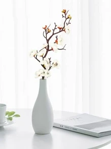 1入組塑料人造花簡單假花束適用於家居裝飾、婚禮、派對、假日 - 白色 - 查看 2