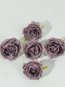 5入組/套塑料人造花頭派對用創意玫瑰設計仿真花頭 - 紫色 - 查看 3