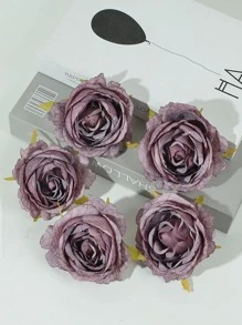 5入組/套塑料人造花頭派對用創意玫瑰設計仿真花頭 - 紫色 - 查看 1